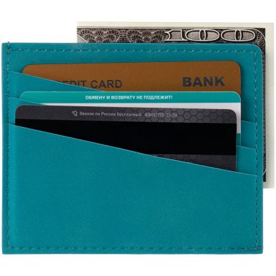 Чехол для карточек Nubuk, бирюзовый-2