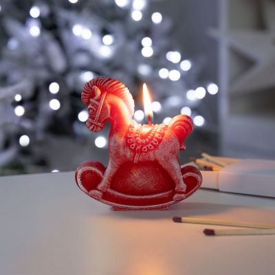 Свеча фигурная «Лошадка-качалка», красная-4