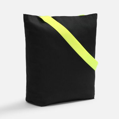 Шопер B5, черный с широкими желтыми ручками-0
