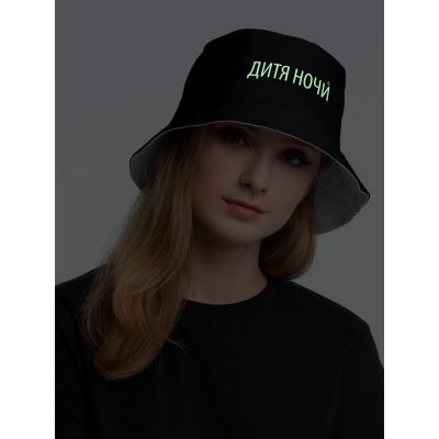 Панама «Дитя ночи» со светящимся принтом, черная-3