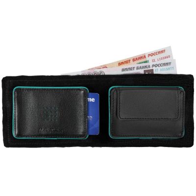 Кошелек Partinico, черный с бирюзовым-4