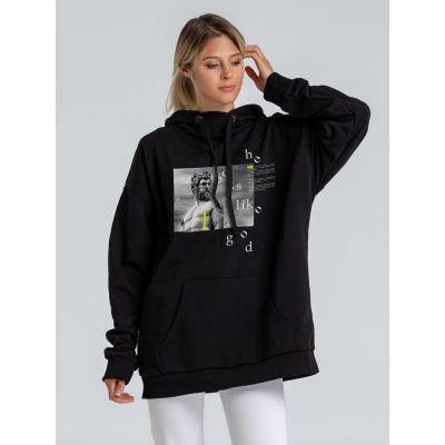 Худи оверсайз Looks Like a God, черное-2