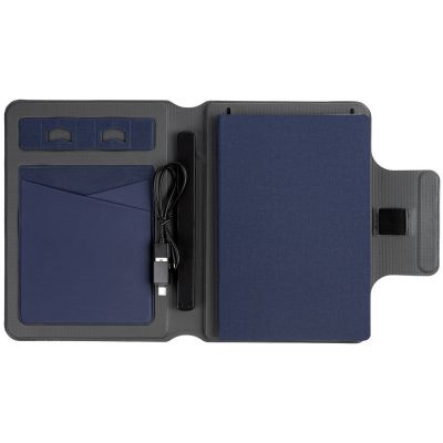Органайзер с блокнотом и аккумулятором Oiro, синий-3
