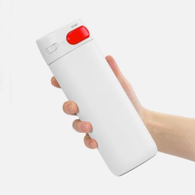 Термостакан X1 с цветной кнопкой, белый с красным-3