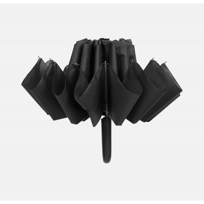 Зонт обратного сложения inLoop с ручкой-карабином, черный-2