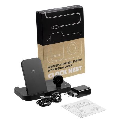 Зарядная станция с часами Clock Nest, черная-9