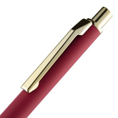 Ручка шариковая Lobby Soft Touch Gold, красная-4