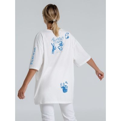 Футболка оверсайз с термонаклейками «Бредни», молочно-белая-5