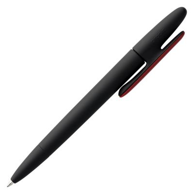 Ручка шариковая Prodir DS5 TRR-P Soft Touch, черная с красным-2