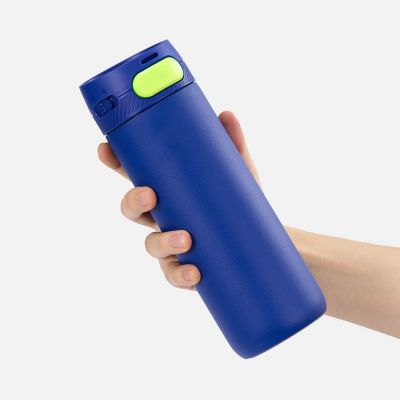 Термостакан X1 с цветной кнопкой, синий с желтым-3