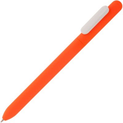 Ручка шариковая Swiper Soft Touch, неоново-оранжевая с белым-0