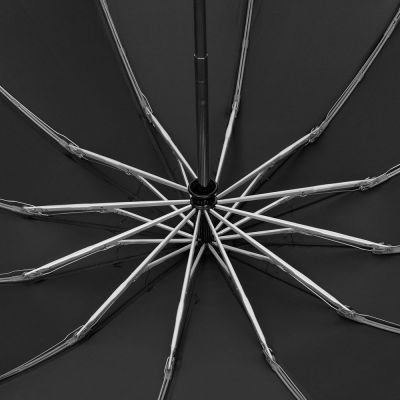 Зонт обратного сложения inLoop с ручкой-карабином, черный-3