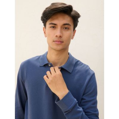 Рубашка поло унисекс с длинным рукавом Pacific LSL, синяя (джинс)-4