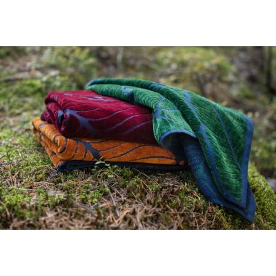 Полотенце In Leaf, большое, синее с бордовым-8