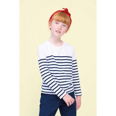 Футболка детская с длинным рукавом Matelot LSL Kids, белая с синим-3