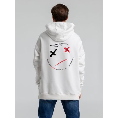 Худи оверсайз с термонаклейками Game Over, молочно-белое-5