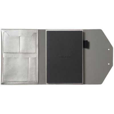 Папка Elegance с блокнотом А5, серебристая-3