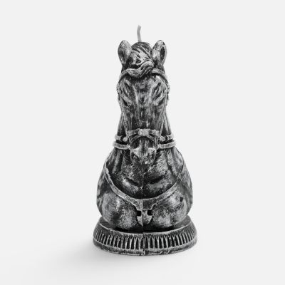 Свеча фигурная «Бюст лошади», серебристая-1