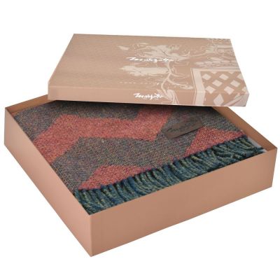 Плед Zig Zag, красный с коричневым-3