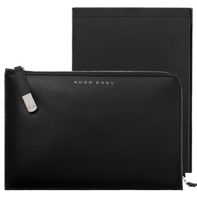 Набор Hugo Boss: конференц-папка с блокнотом А4 и ручка, черный-1