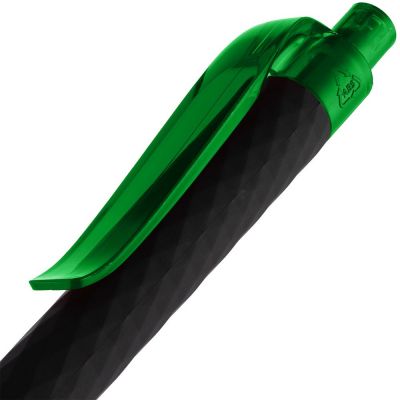 Ручка шариковая Prodir QS01 PRT-T Soft Touch, черная с зеленым-4