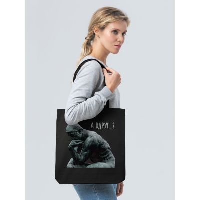 Холщовая сумка «А вдруг?», черная-5