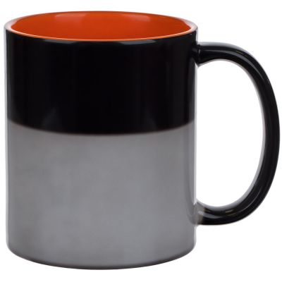 Кружка-хамелеон On Display, глянцевая, черная с оранжевым-3