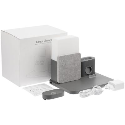 Зарядная станция с часами и подсветкой Large Charge, серая-14