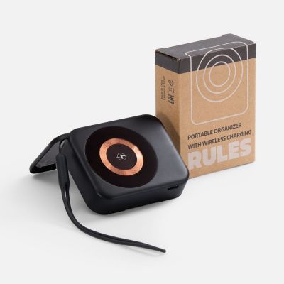 Набор для ухода за гаджетами с беспроводной зарядкой Rules, черный-5
