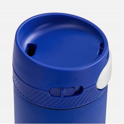 Термостакан X1 с цветной кнопкой, синий с белым-2