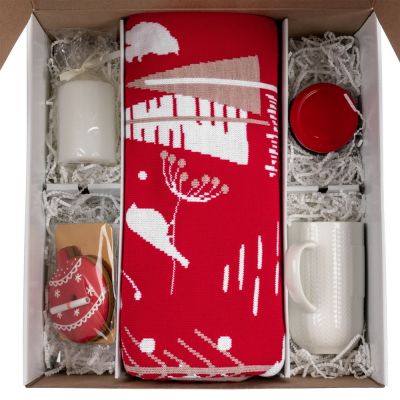 Набор Sever с пледом и кружкой, красный-1