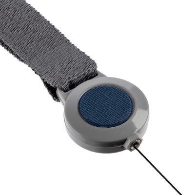 Лента для бейджа с ретрактором Devon, серая с синим-2