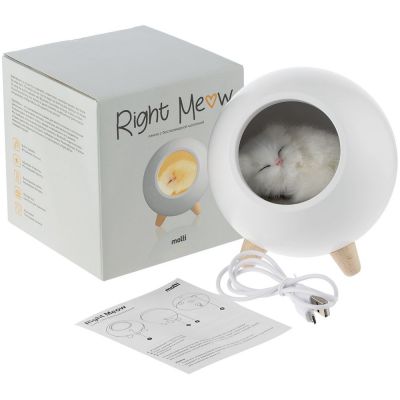 Беспроводная лампа-колонка Right Meow, белая-8
