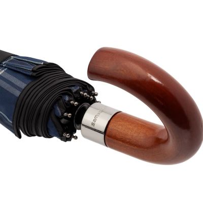 Складной зонт Wood Classic S, синий в клетку-5