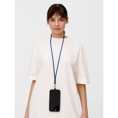 Шнурок для бейджа Tube Metal, синий-5