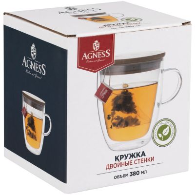 Кружка с двойными стенками Double Wall с бамбуковой крышкой-4