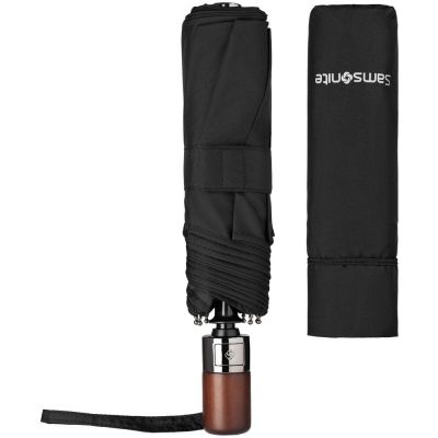 Складной зонт Wood Classic S с прямой ручкой, черный-5