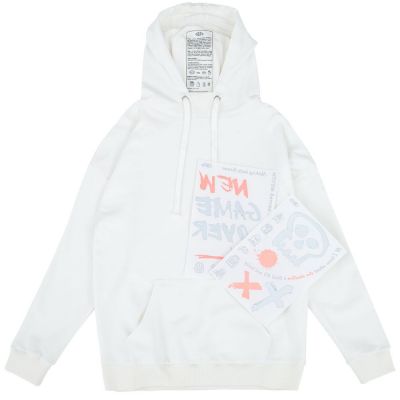 Худи оверсайз с термонаклейками Game Over, молочно-белое-0