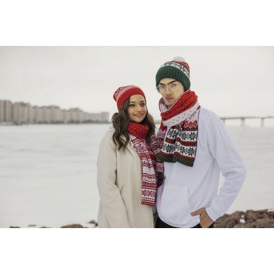 Шарф Happy View, красный с зеленым-4