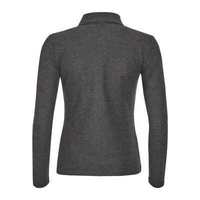 Рубашка поло женская с длинным рукавом Podium черный меланж-1