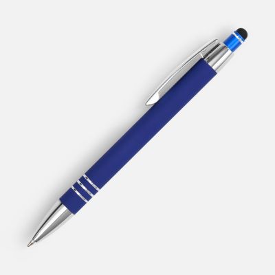 Ручка шариковая Sansen Soft Touch со стилусом, синяя-1
