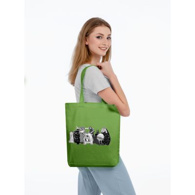 Холщовая сумка «Все мы немного монстры», ярко-зеленая-2