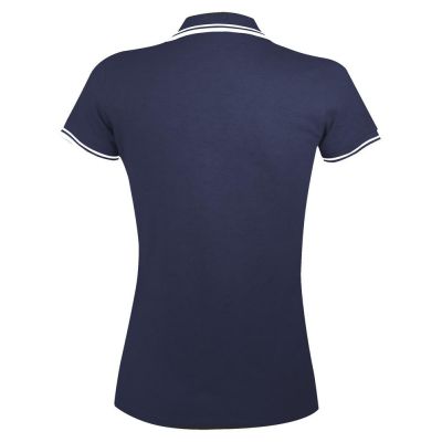 Рубашка поло женская Pasadena Women 200 с контрастной отделкой, темно-синяя с белым-1