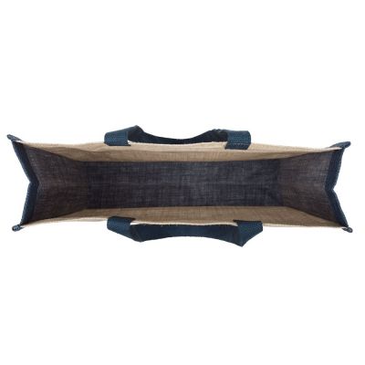 Холщовая сумка для покупок Bagari с синей отделкой-3