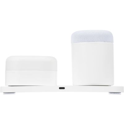 Станция беспроводной зарядки с колонкой и ночником Trilogy, белая-2