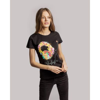 Футболка женская Feel The Beat, черная-3