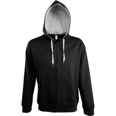 Толстовка мужская на молнии Soul Men 290 с контрастным капюшоном, черная-0