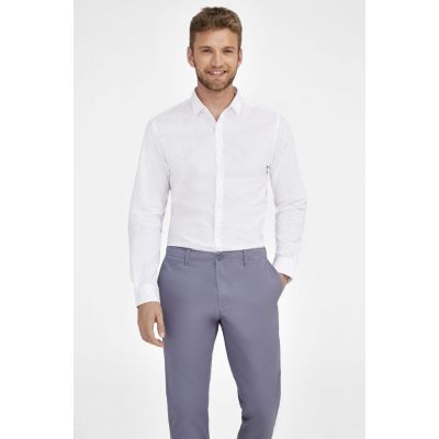 Рубашка мужская Becker Men, темно-синяя с белым-4