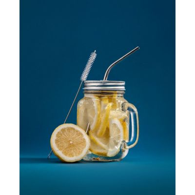 Набор Mellow, с изогнутой трубочкой, серебристый-2