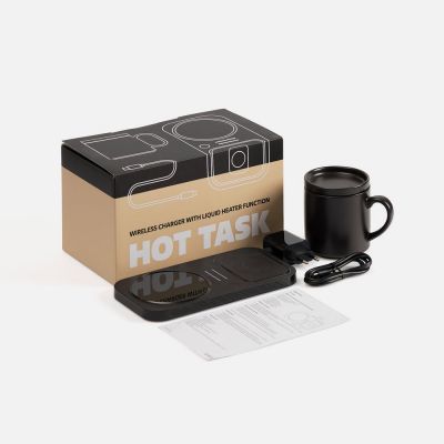 Беспроводное зарядное устройство с подогревом кружки Hot Task, черное-10